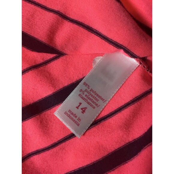 Justice Girl's sz 14 Pink Black Striped Stretch Sleeveless Assymetrical Tank Top - Picture 5 of 7